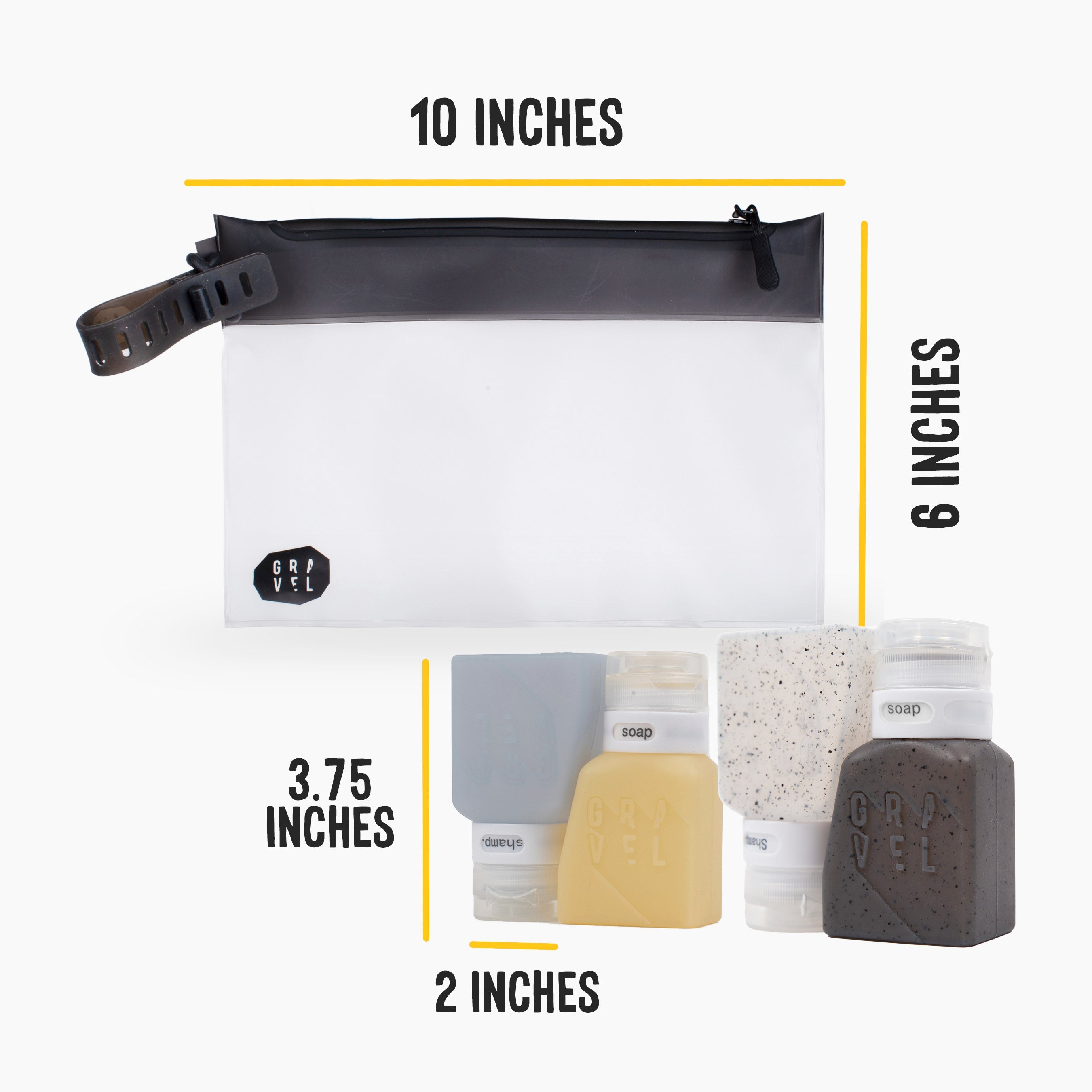 Travel Essentials Set | Shower Bag & 4 Travel Sized Bottles TSA Approved